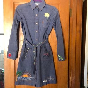 ⭐️ amazing vintage orange tag Levi’s embroidered dress